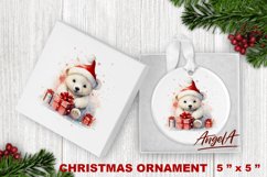 Christmas ornament sublimation / watercolor cute polar bear Product Image 1
