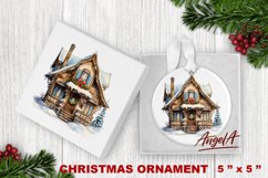 Christmas round ornament sublimation / fairy winter house Product Image 1