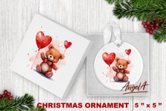 Christmas ornament sublimation / baby bear, heart balloons Product Image 1