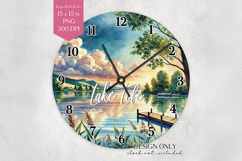 Lake Life Wall Clock Sublimation Design PNG Product Image 1