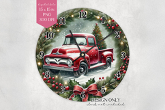 Christmas Truck Wall Clock Sublimation Design PNG Product Image 1