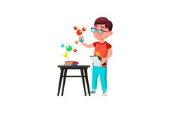 School Boy Scientist Researching Molecule Vector Product Image 1