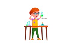 Schoolboy Scientist Making Lab Experiment Vector Product Image 1