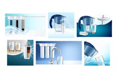 Water Filter Creative Promotion Posters Set Vector Product Image 1