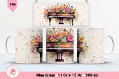 Piano Mug Wrap Sublimation Designs, 3d Mug, Bee Png