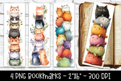 Stacked Cats Bookmarks - 4 Cat Bookmarks Product Image 1