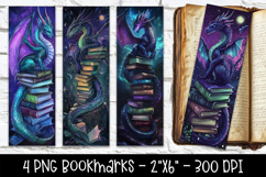 Dragons and Books Bookmarks - 4 Bookmarks Product Image 1