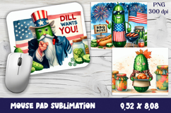 Patriotic Mouse Pad sublimation. American flag and Pickles Product Image 1