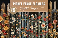 Picket Fence Flowers Digital Paper Bundle Product Image 1