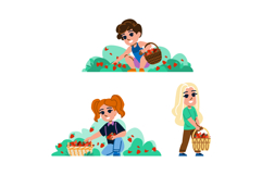 s picking strawberries kid vector Product Image 1