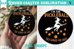 Round Coaster | Pickleball | Halloween Product Image 1