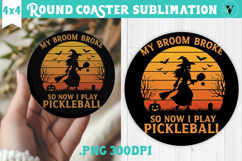 Round Coaster | Pickleball | Halloween Product Image 1