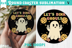 Round Coaster | Pickleball | Halloween Product Image 1