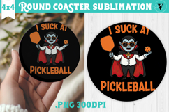 Round Coaster | Pickleball | Halloween Product Image 1