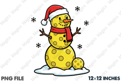 Pickleball Snowman Christmas PNG Product Image 1