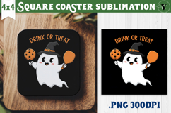 Square Coasters | Pickleball | Halloween Product Image 1