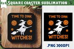 Square Coasters | Pickleball | Halloween Product Image 1