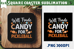Square Coasters | Pickleball | Halloween Product Image 1