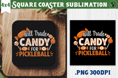 Square Coasters | Pickleball | Halloween Product Image 1