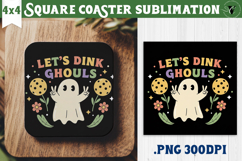 Square Coasters | Pickleball | Halloween Product Image 1