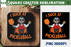 Square Coasters | Pickleball | Halloween Product Image 1