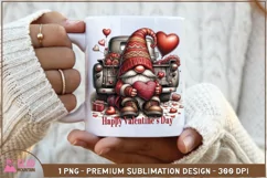 Happy Valentine's Day Gnome truck sublimation png Product Image 2