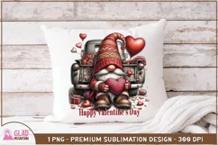Happy Valentine's Day Gnome truck sublimation png Product Image 4