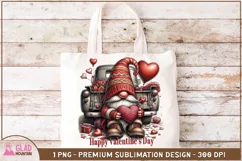 Happy Valentine's Day Gnome truck sublimation png Product Image 3