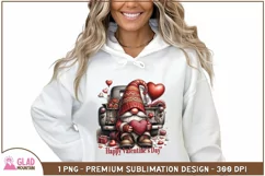 Happy Valentine's Day Gnome truck sublimation png Product Image 5