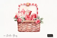 Watercolor Valentine Picnic PNG | Valentine's Day Clipart Product Image 1