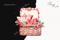 Watercolor Valentine Picnic PNG | Valentine's Day Clipart Product Image 2