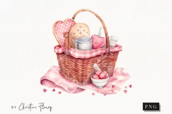 Watercolor Valentine Picnic PNG | Valentine's Day Clipart Product Image 1