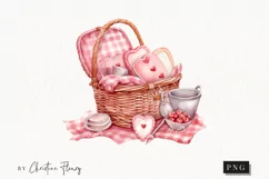 Watercolor Valentine Picnic PNG | Valentine's Day Clipart Product Image 1