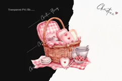 Watercolor Valentine Picnic PNG | Valentine's Day Clipart Product Image 2