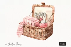 Watercolor Valentine Picnic PNG | Valentine's Day Clipart Product Image 1