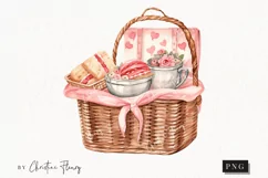 Watercolor Valentine Picnic PNG | Valentine's Day Clipart Product Image 1