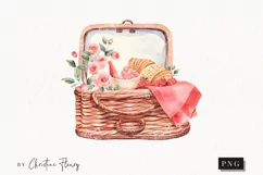 Watercolor Valentine Picnic PNG | Valentine's Day Clipart Product Image 1