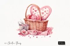 Watercolor Valentine Picnic PNG | Valentine's Day Clipart Product Image 1