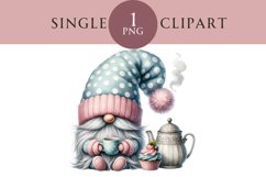 Afternoon Tea Gnome Clipart PNG Single Image Product Image 1