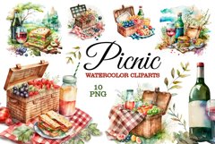 Picnic watercolor clipart Product Image 1