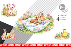 Picnic with Farm Animal Clipart Product Image 1