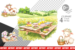 Picnic with Farm Animal Clipart Product Image 1