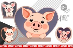 Clipart Heart Pig Product Image 1