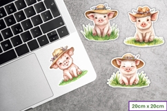Cute Easter Bonnet Pigs Stickers at Chuckleberry Farm PNG Product Image 3