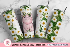 Pig And Daisies Tumbler wrap design for 20 oz tapered and straight 