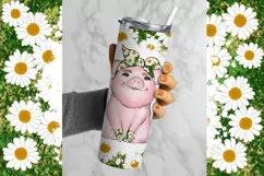 Pig And Daisies Tumbler wrap design for 20 oz tapered and straight 