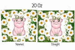 Pig And Daisies Tumbler wrap design for 20 oz tapered and straight 