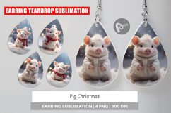 Earring teardrop sublimation design Pig Christmas Product Image 1