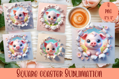 3D Baby little pig Coaster Sublimation |cute animal Product Image 1