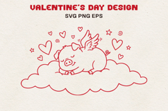 Sleeping Pig on Cloud Cute Valentine SVG Product Image 1